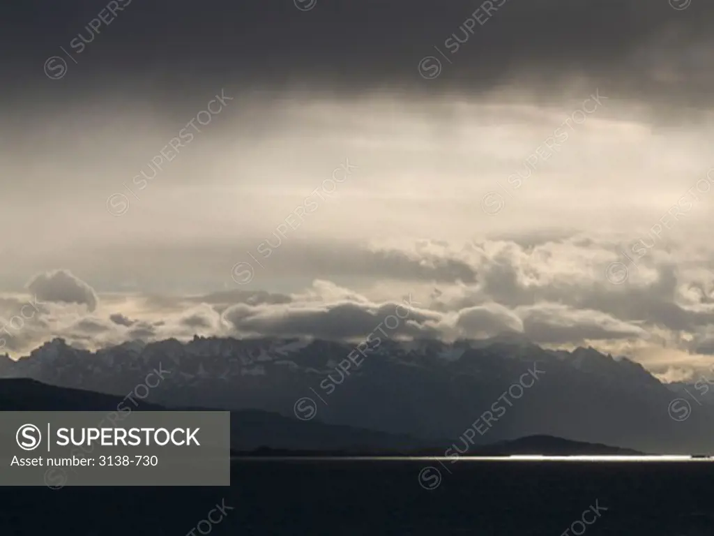 Clouds over mountains, Beagle Channel, Tierra del Fuego, Argentina