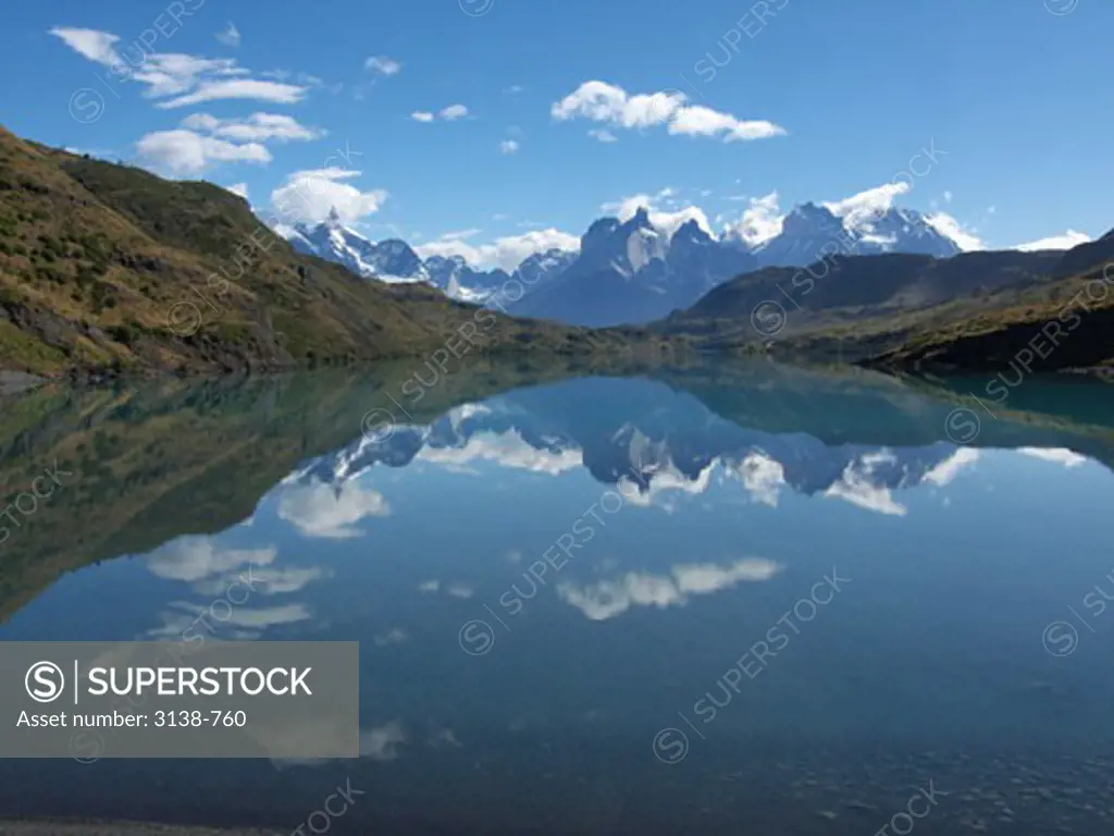 Mountains at the lakeside, Torres del Paine National Park, Patagonia, Chile