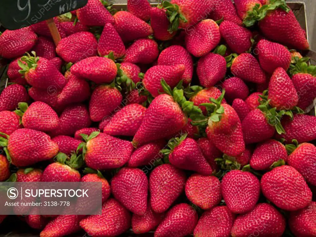 Strawberries at a market stall