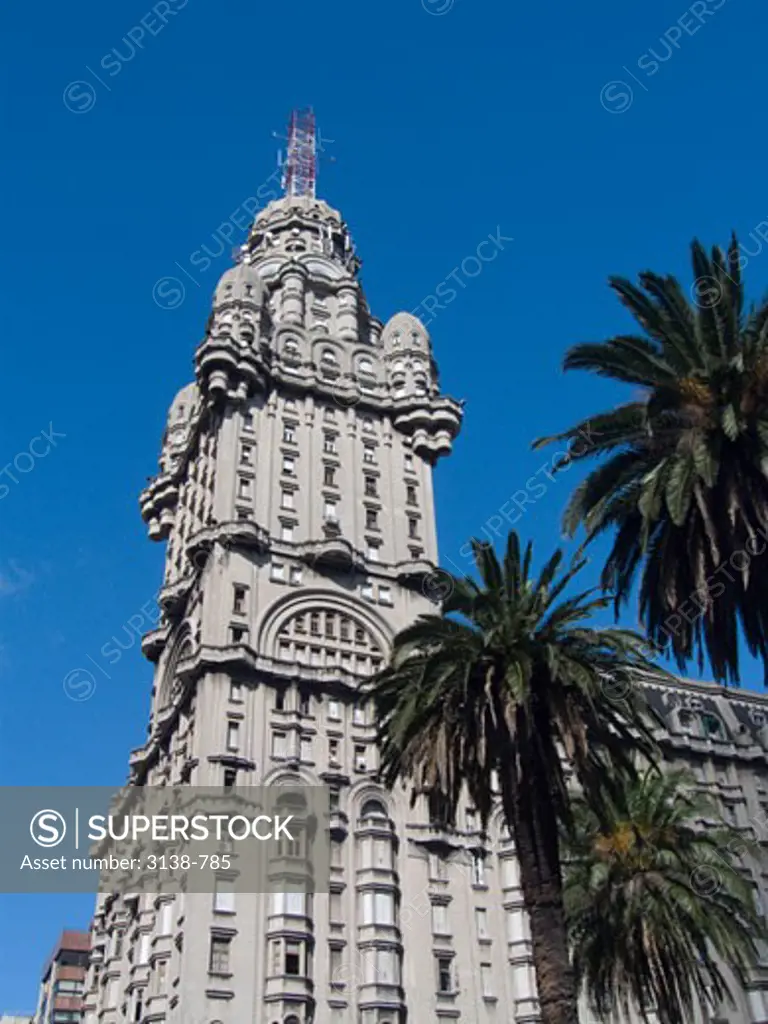 Low angle view of a palace, Salvo Palace, Plaza Independencia, Montevideo, Uruguay