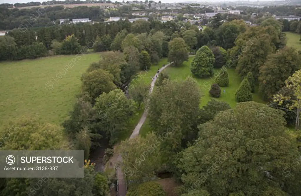 High angle view of a garden, Blarney Castle, Blarney, County Cork, Republic of Ireland