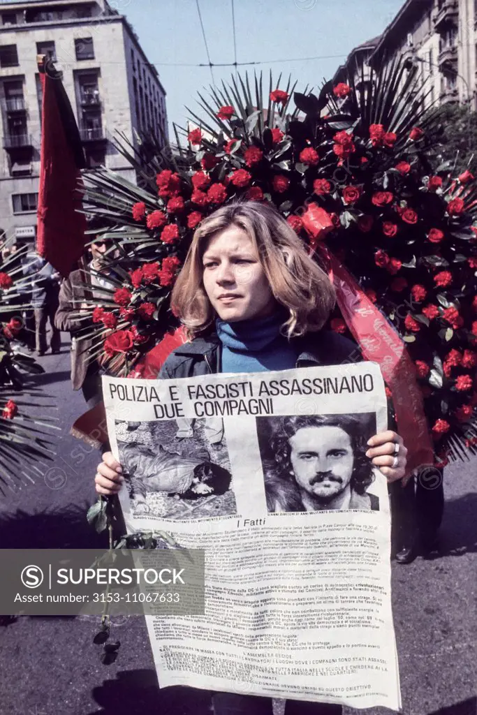 communist party commemoration, woman protests, 70's
