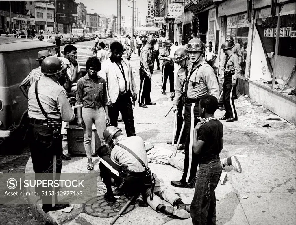newark riots, policemen arresting black people, 1967