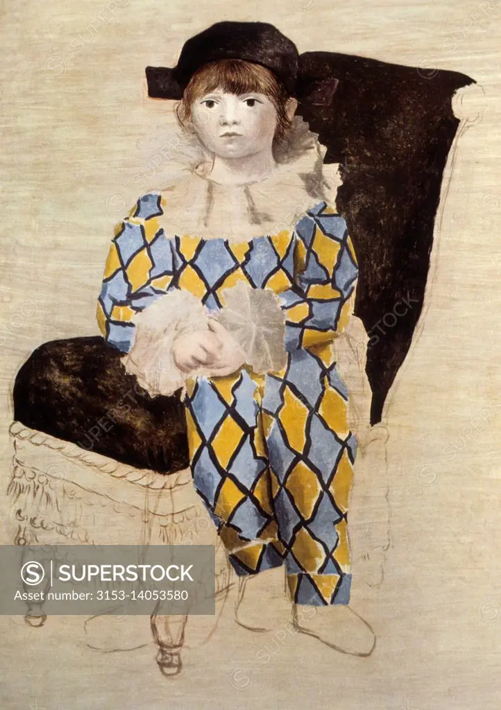paulo vestito da arlecchino, pablo picasso, 1924