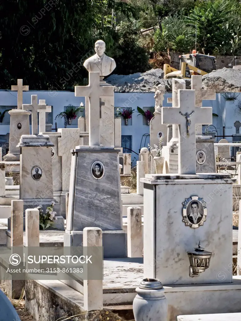 the cemetery of Panarea, Aeolian Islands, Sicily, Italy