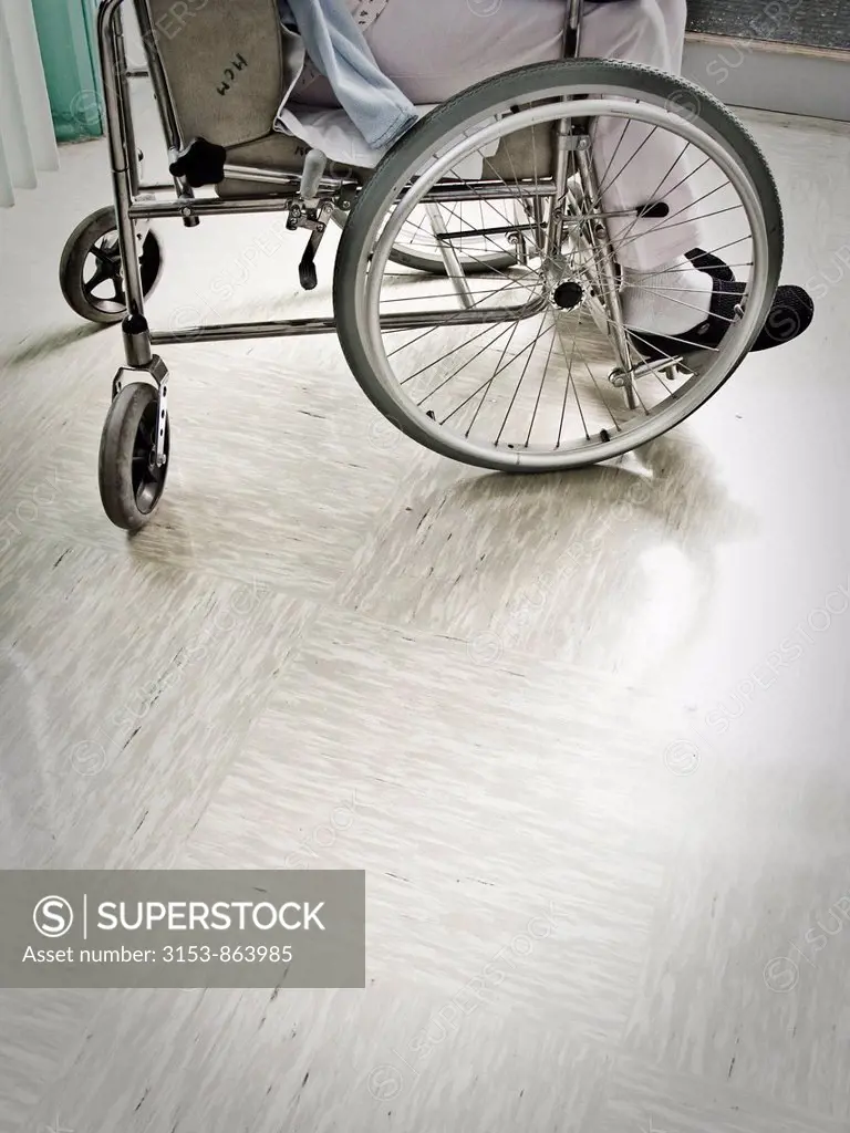 partial view of wheelchair in a hospital
