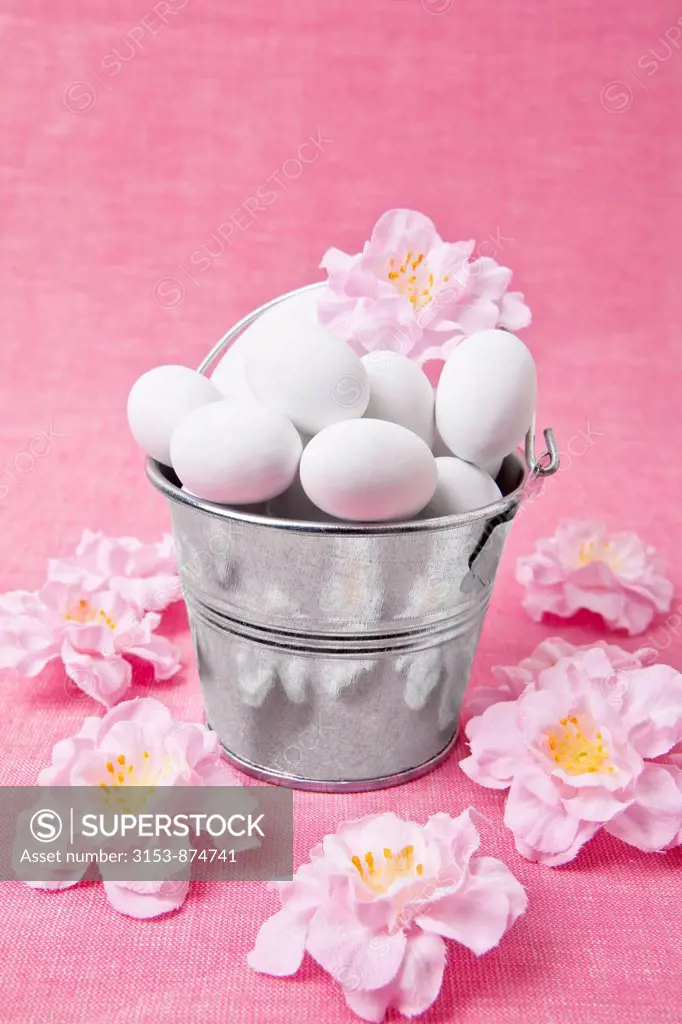 bucket with sugar easter eggs