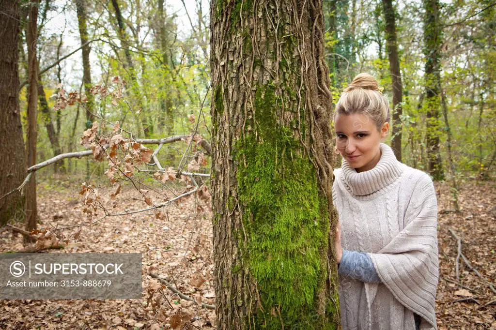 woman in a forest