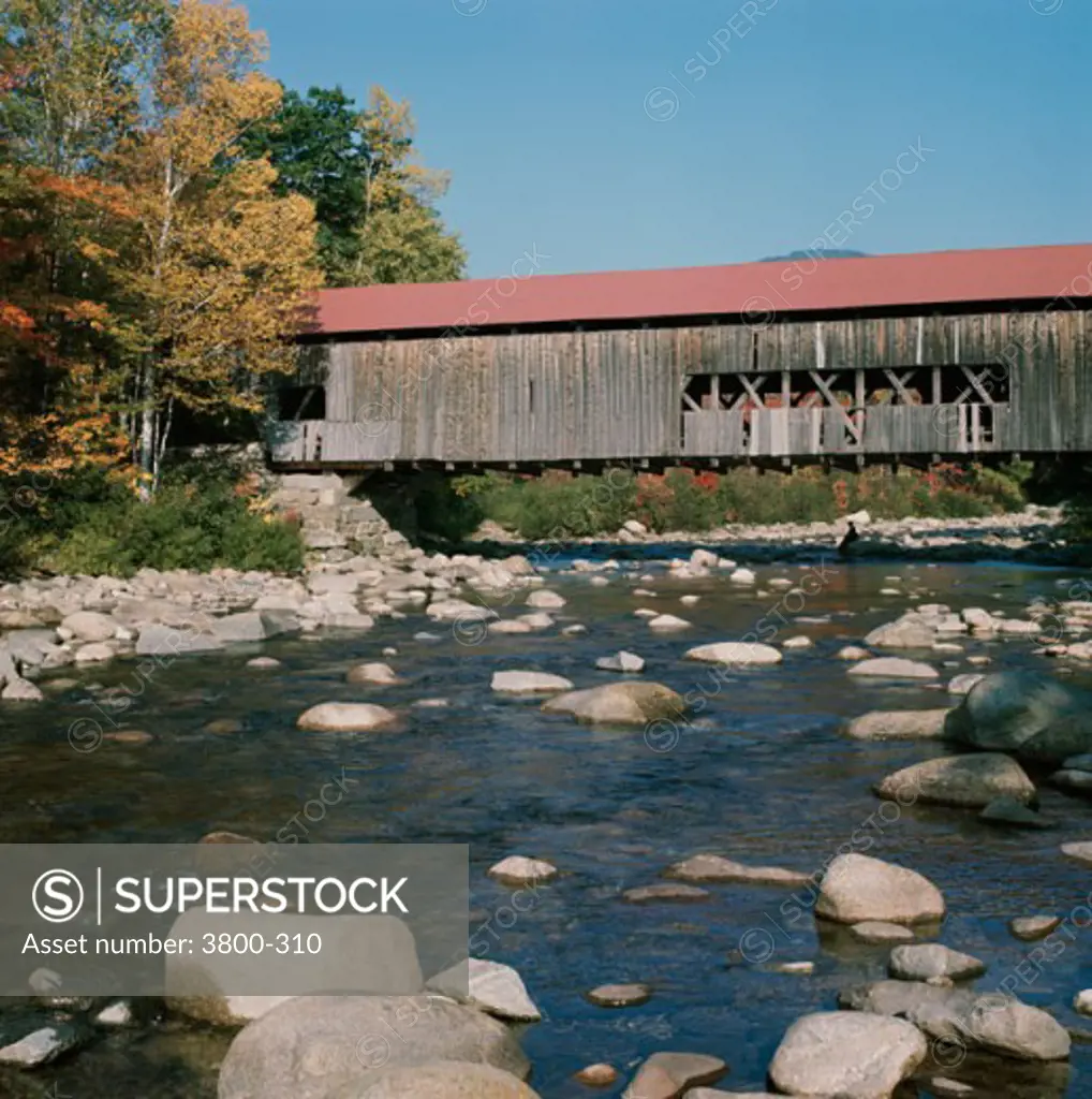 Covered bridge over a river, Swift River, New Hampshire, USA