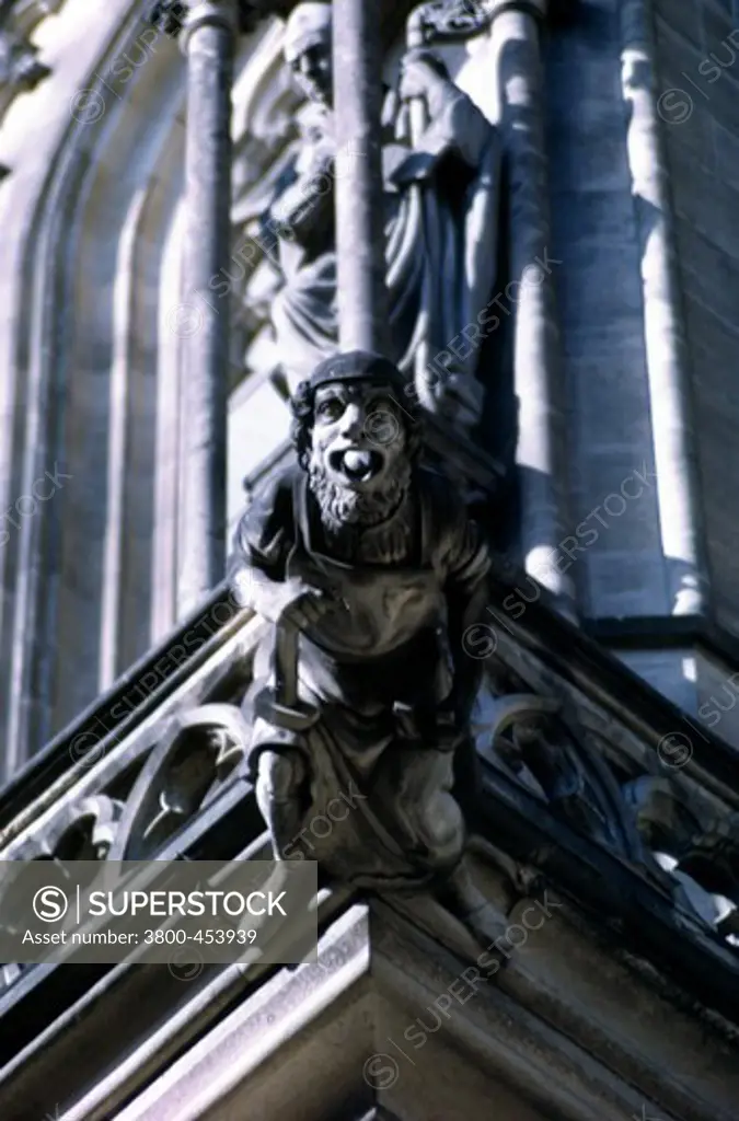 Czech Republic, Prague, St. Vitus Cathedral, Gothic Gargoyle, close-up