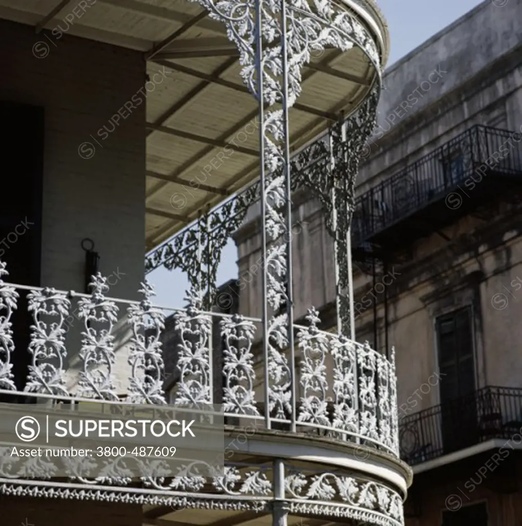 Low angle view of a balcony of a building, French Quarter, New Orleans, Louisiana, USA