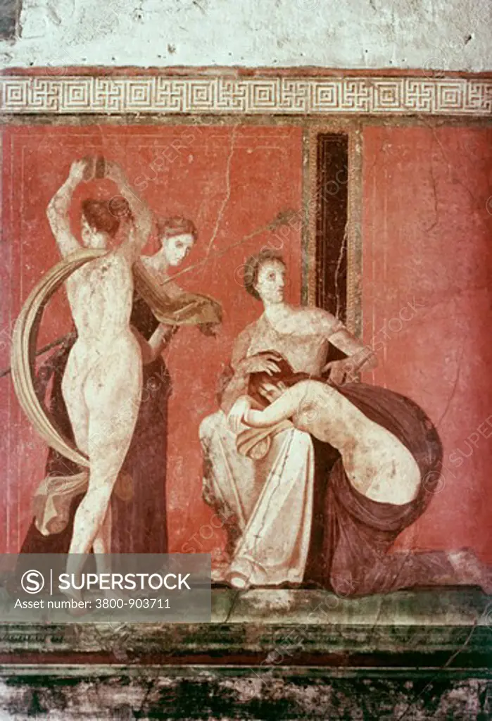 Villa Of The Mysteries: Flagellated Woman And Bacchante C. 50 BC Roman Art(- ) Fresco Villa of the Mysteries, Pompeii, Italy 