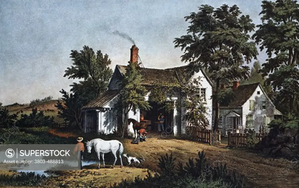 The Village Blacksmith Currier & Ives (active 1857-1907/American) 