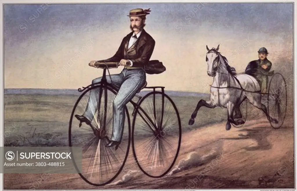 The Velocipede (Bicycle) 1869 Currier & Ives (1857-1907 American)