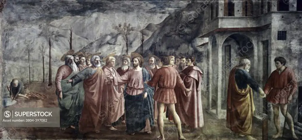 Tribute Money  1426-27 Masaccio (1401-1428 Italian) Fresco Cappella Brancacci Chapel, Santa Maria del Carmine, Florence, Italy 