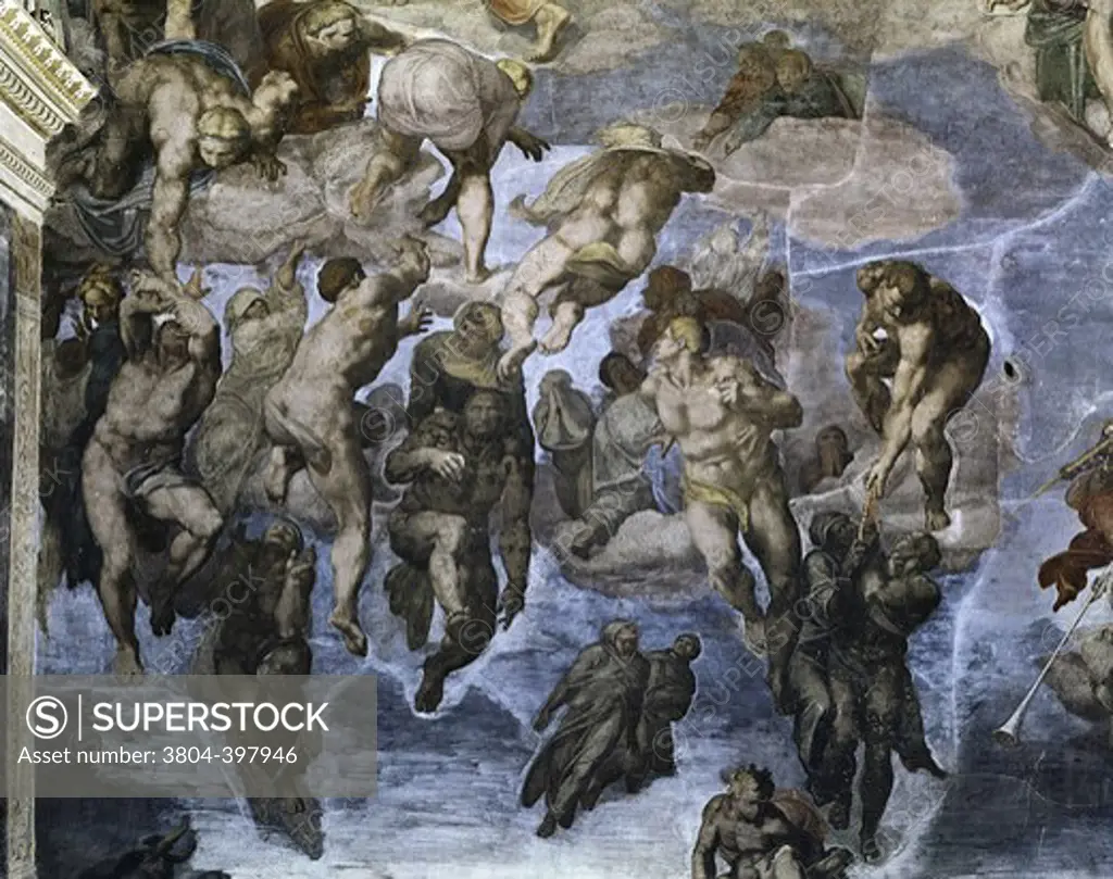Last Judgement - Detail Michelangelo Buonarroti 1475-1564 Florentine Sistine Chapel Vatican Rome 