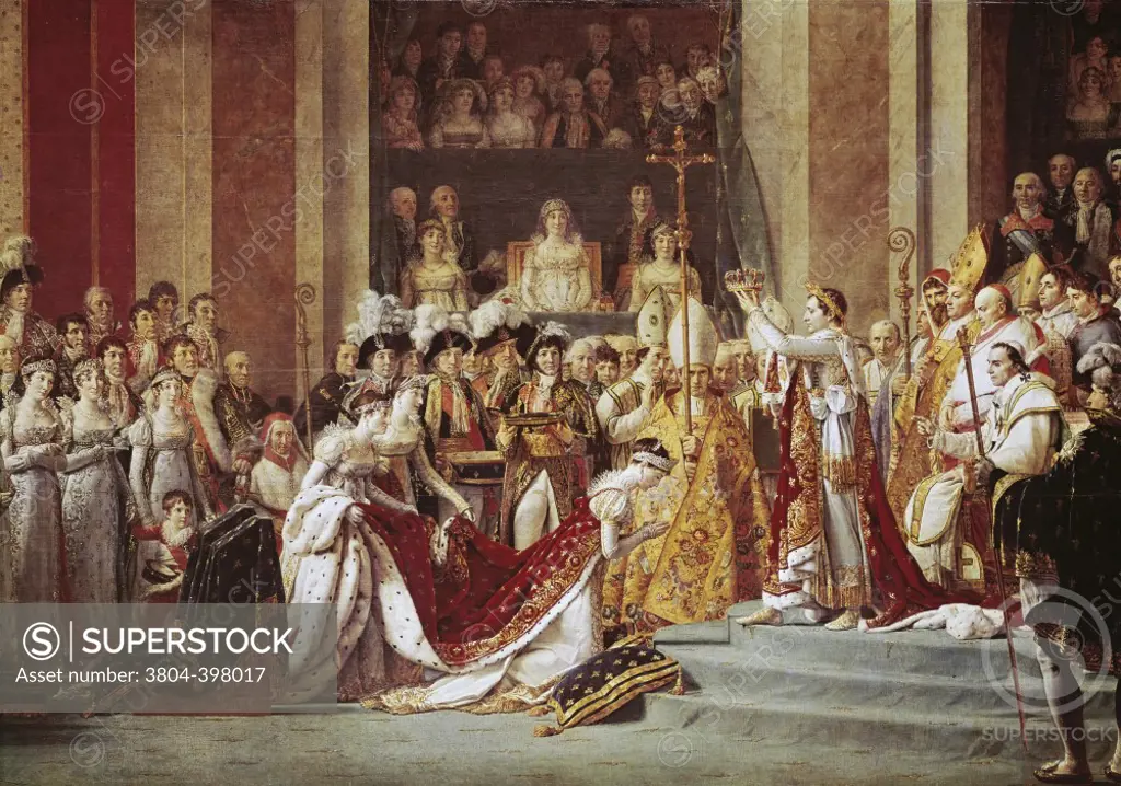 The Consecration of the Emperor Napoleon & the Coronation of the Empress Josephine in the Cathedral of Notre-Dame de Paris on  December 2, 1804 1806-7 Jacques-Louis David (1748-1825/French) Oil on canvas Musee du Louvre, Paris, France