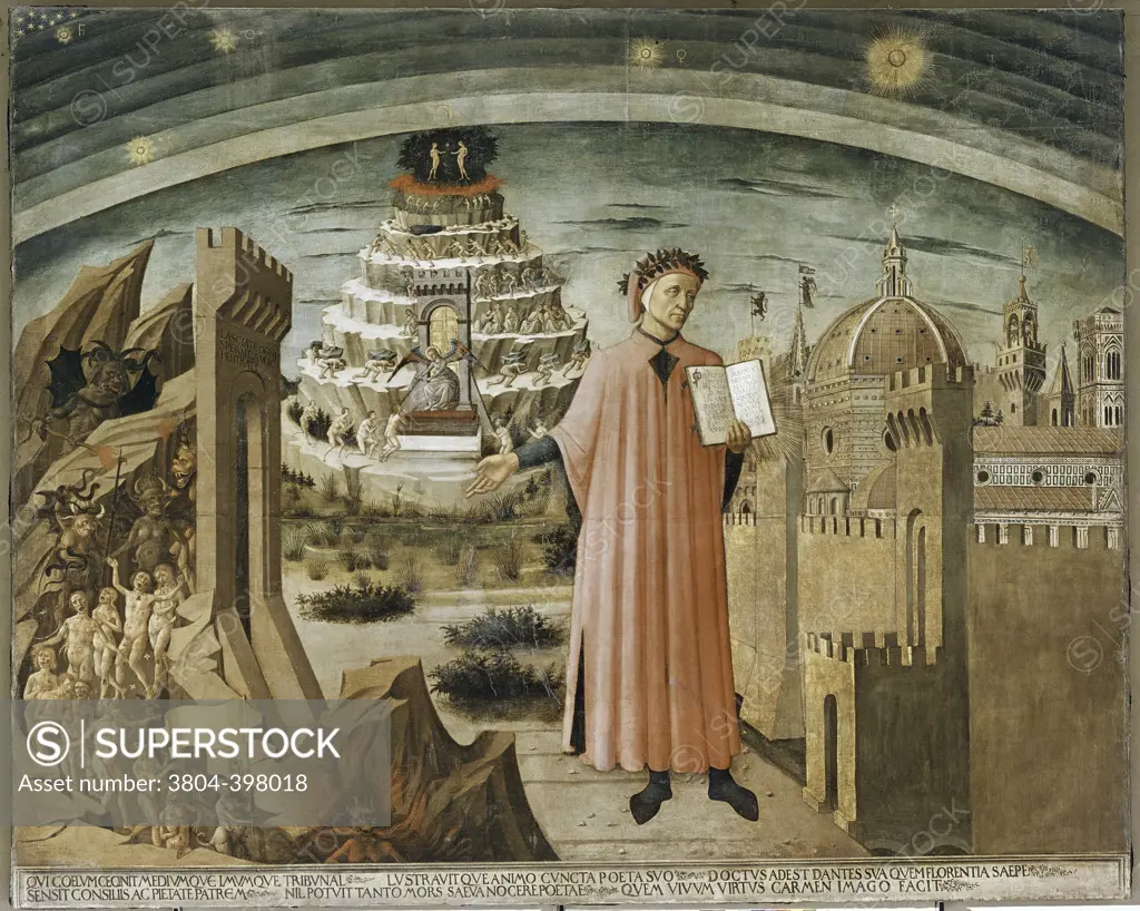 Dante and his Poem  Domenico di Michelino (1417-1491/Italian)  Santa Maria del Fiore, The Cathedral, Florence