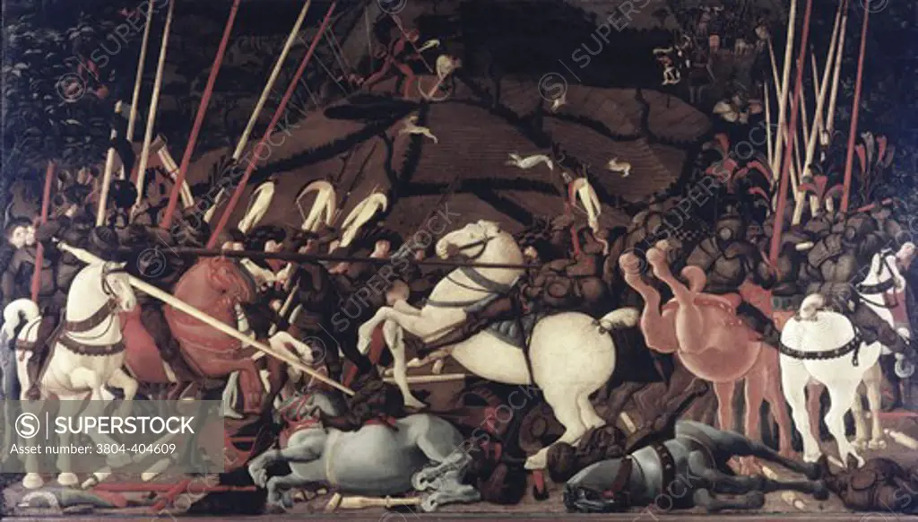 Battle of San Romano ca. 1455 Paolo Uccello (Paolo di Dono)(1397-1475 Italian) Tempera on wood panel Galleria degli Uffizi, Florence, Italy 