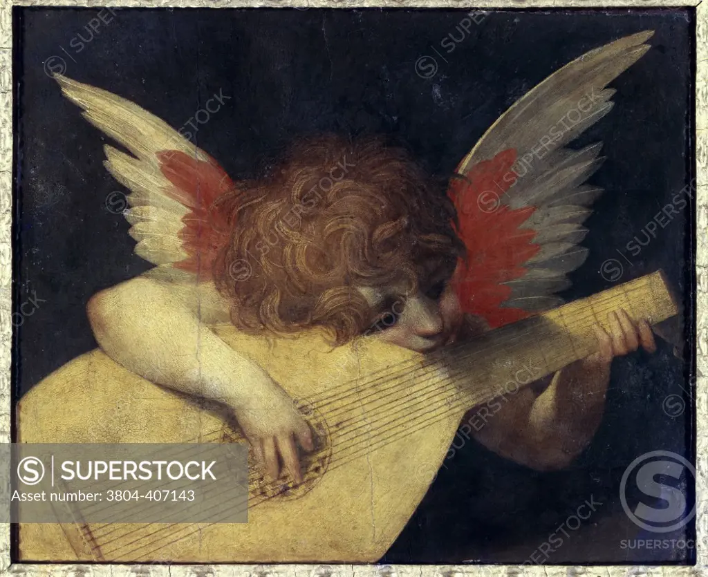 Angel with Lute Rosso Fiorentino (1495-1540/Florentine) Oil on Wood Panel Galleria degli Uffizi, Florence