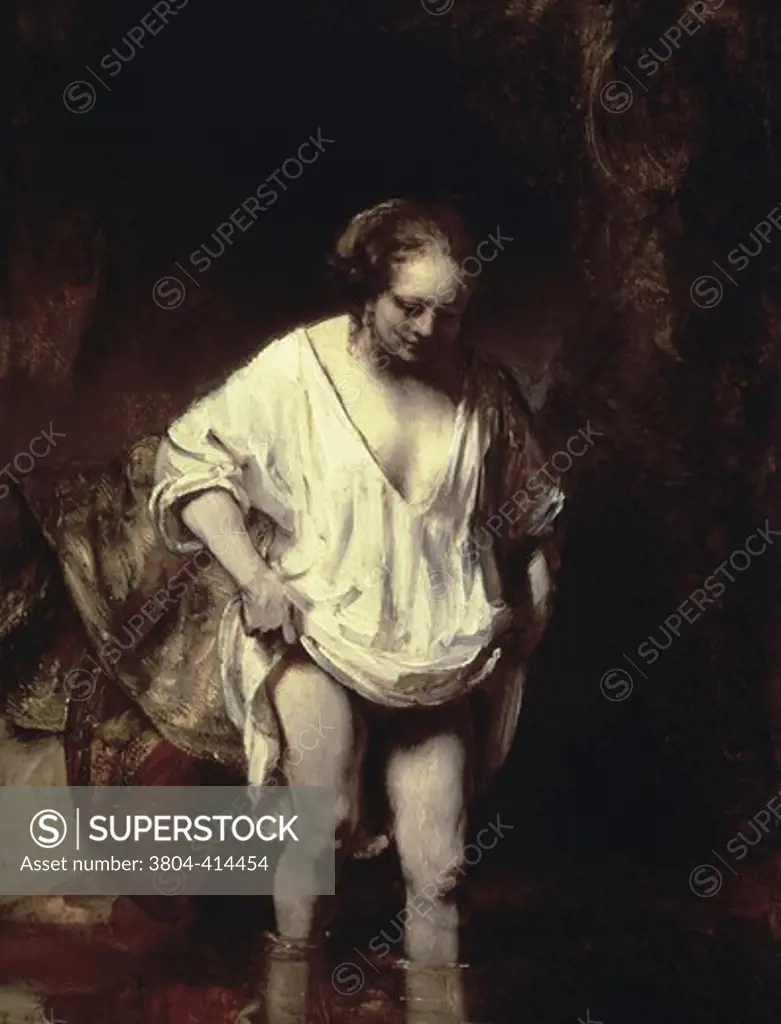 Woman Bathing in a Stream 1654 Rembrandt Harmensz van Rijn (1606-1669 Dutch) Oil on wood panel National Gallery, London, England 