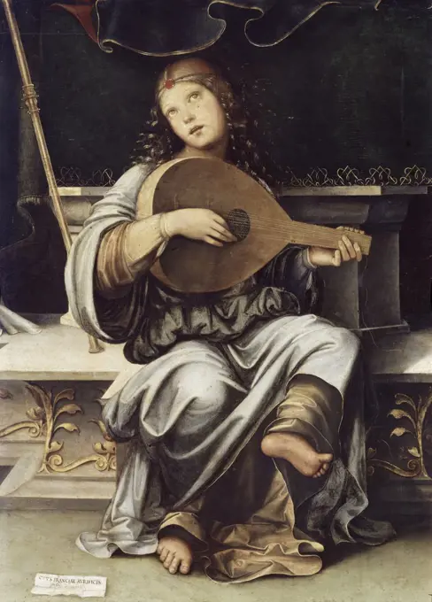 Girl with a Lute  Francesco Raibolini Francia (c. 1450-1517/1518/Bolognese) Pinacoteca di Brera, Milan 