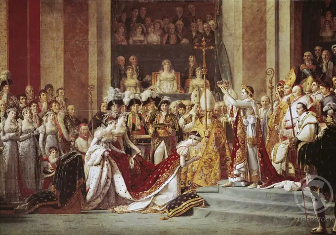The Consecration of the Emperor Napoleon & the Coronation of the Empress Josephine in the Cathedral of Notre-Dame de Paris on  December 2, 1804 1806-7 Jacques-Louis David (1748-1825/French) Oil on canvas Musee du Louvre, Paris, France