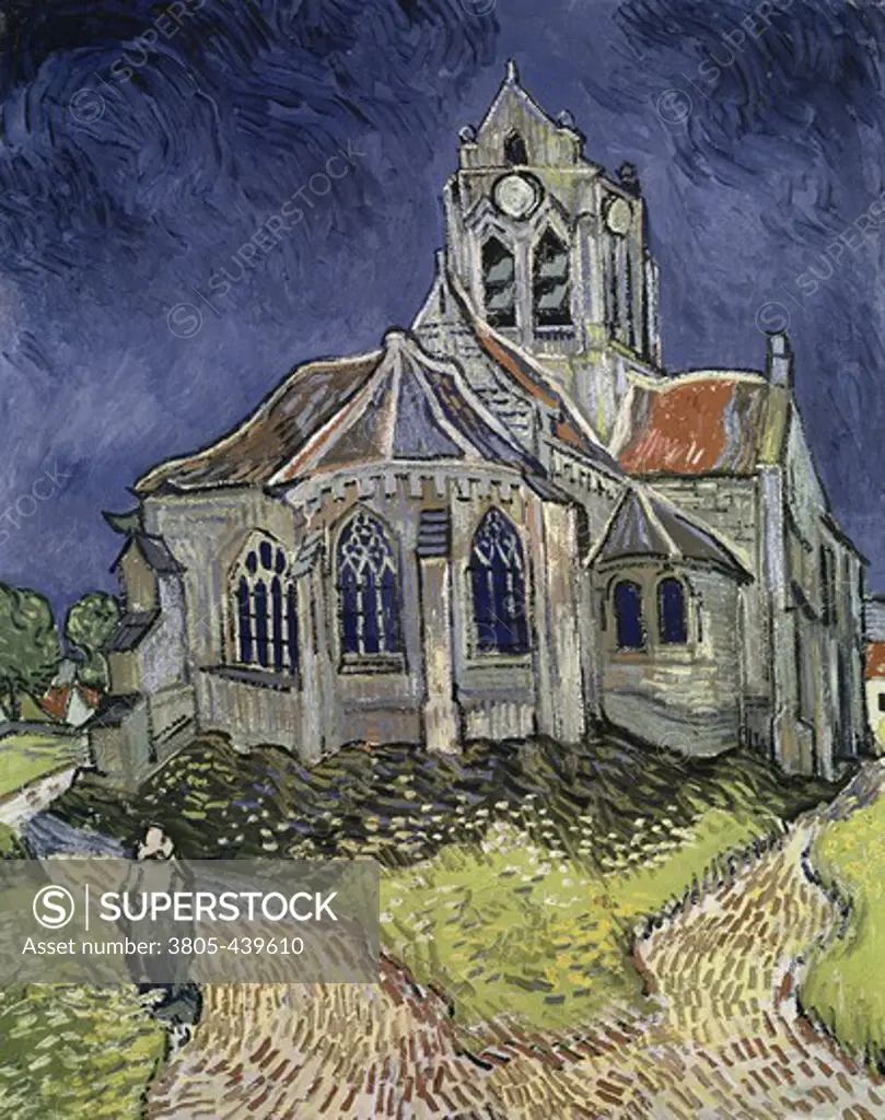 The Church of Auvers-sur-Oise  1890 Vincent van Gogh (1853-1890 Dutch) Oil on canvas Musee d'Orsay, Paris, France 