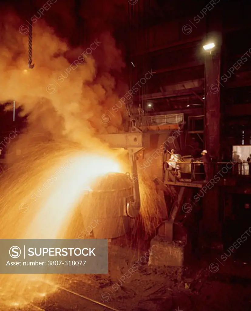 Sparks emitting from a 40-ton electric furnace