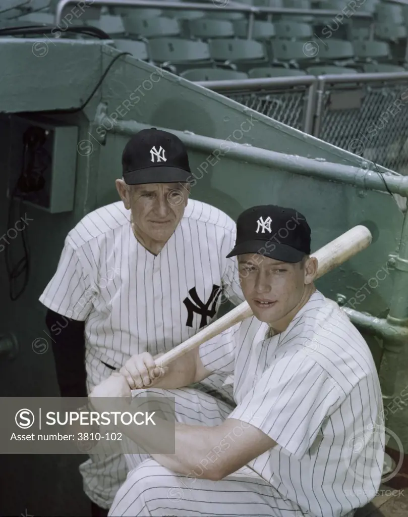Casey Stengel and Mickey Mantle  New York Yankees  c. 1954     