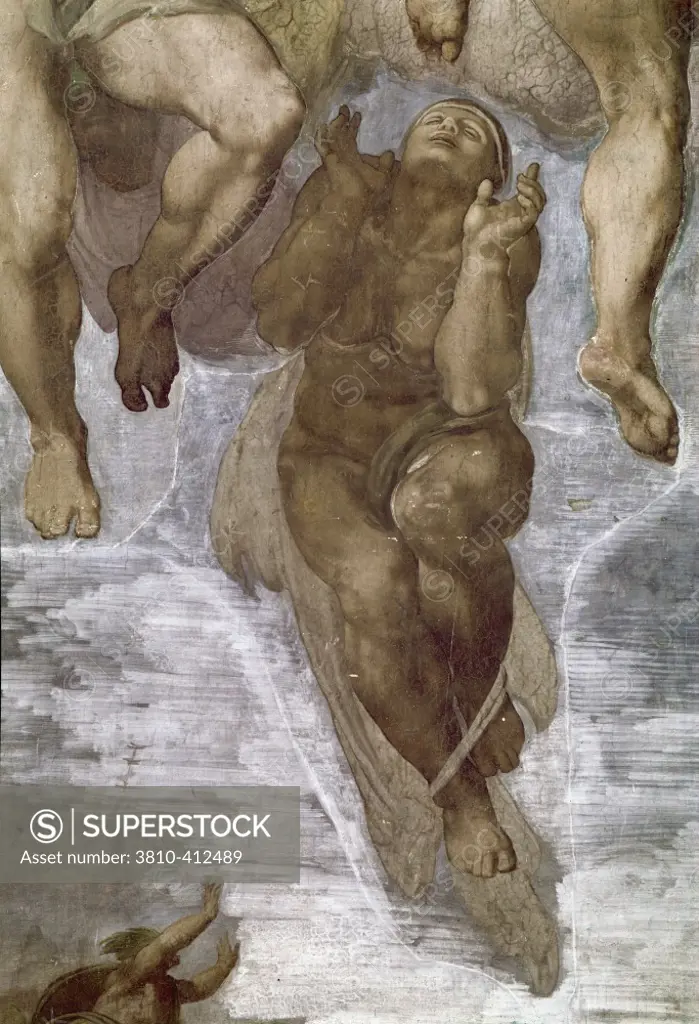 The Last Judgment, by Michelangelo Buonarroti, fresco, detail, 1475-1564, Vatican, Sistine Chapel