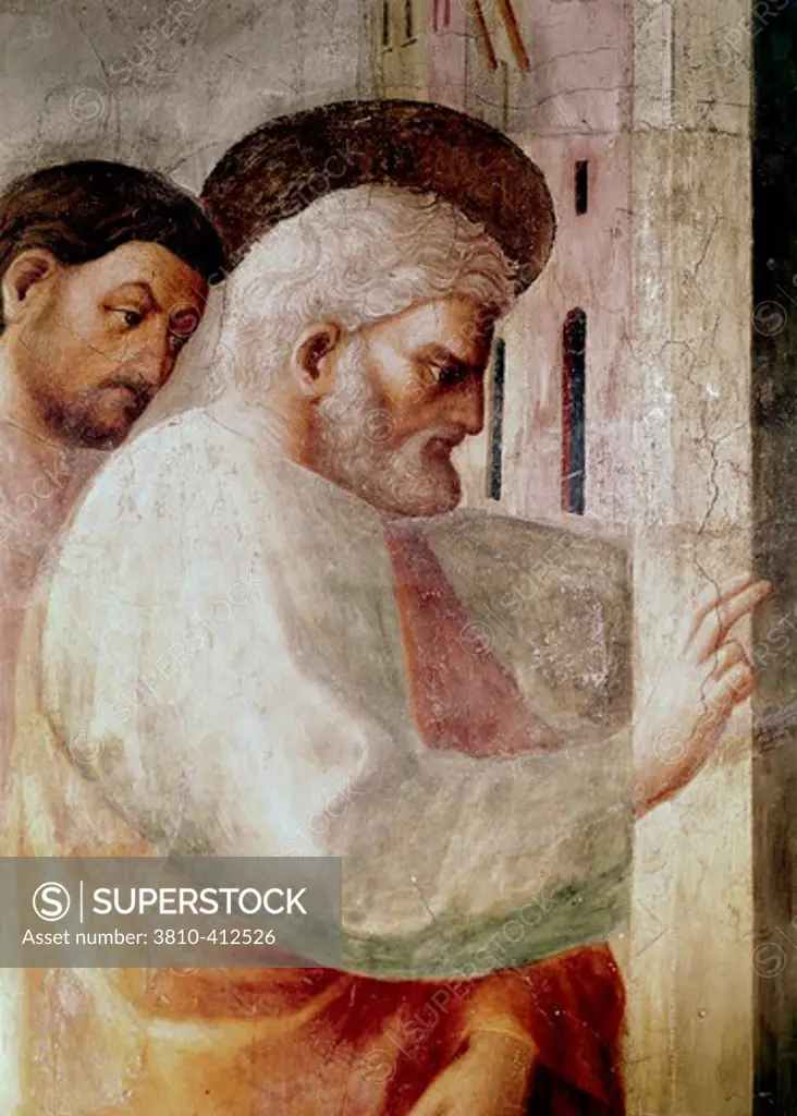 Healing Of The Cripple And The Resurrection Of Tabitha - Detail (From The Life Of St. Peter Cycle) 1425-28 Masaccio (1401-1428 Italian) Fresco Cappella Brancacci, Santa Maria del Carmine, Florence, Italy