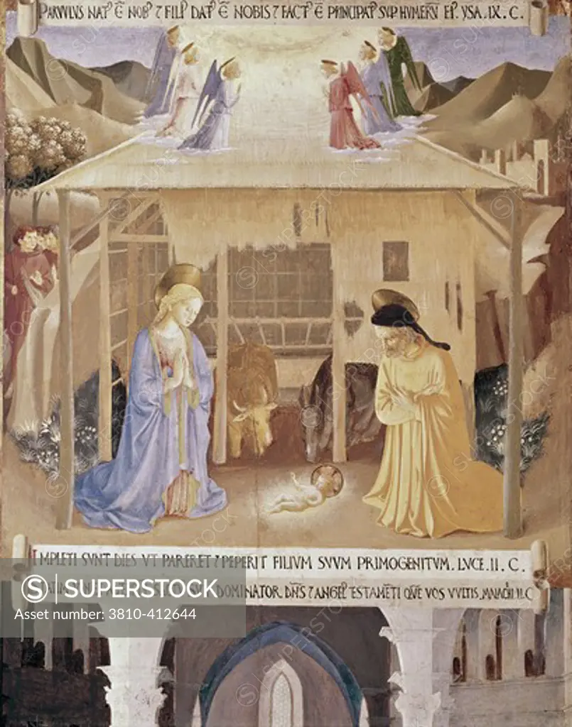 The Nativity 1438-1445 Fra Angelico (ca.1395-1455 Italian) Fresco Museo di San Marco, Florence, Italy