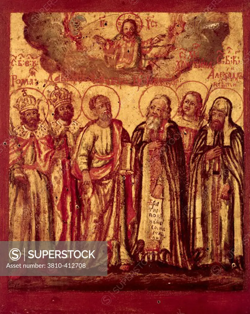 Jesus Enthroned With Apostles Icons