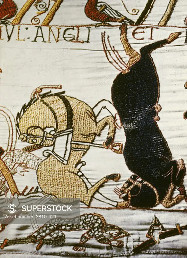 Bayeux Tapestry: Battle of Hastings--Norman Cavalry Repulsed (Detail) 11th Century Tapestry/Textiles Wool & linen Musee de la Reine, Bayeux, France