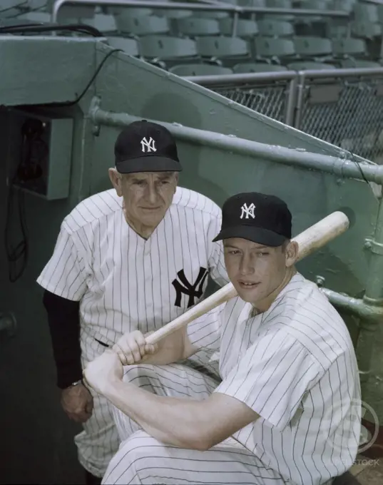Casey Stengel and Mickey Mantle  New York Yankees  c. 1954     
