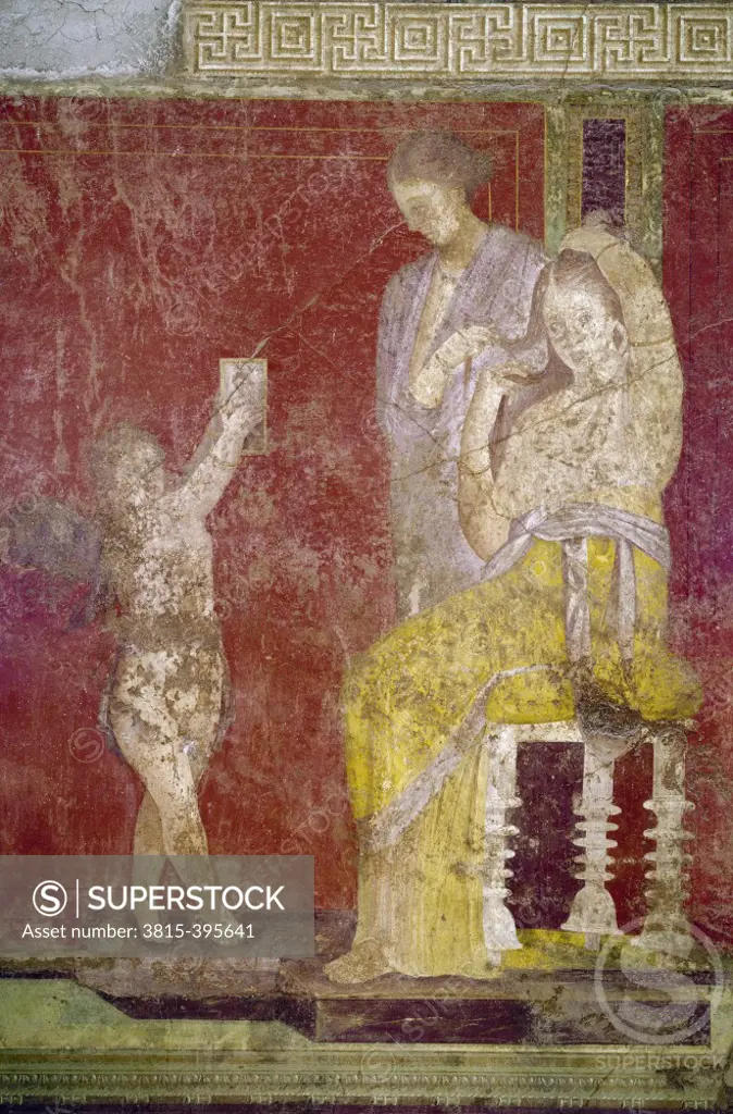 Italy, Pompeii, Villa of the Mysteries #3, fresco, circa 60-50 B.C., Roman Art