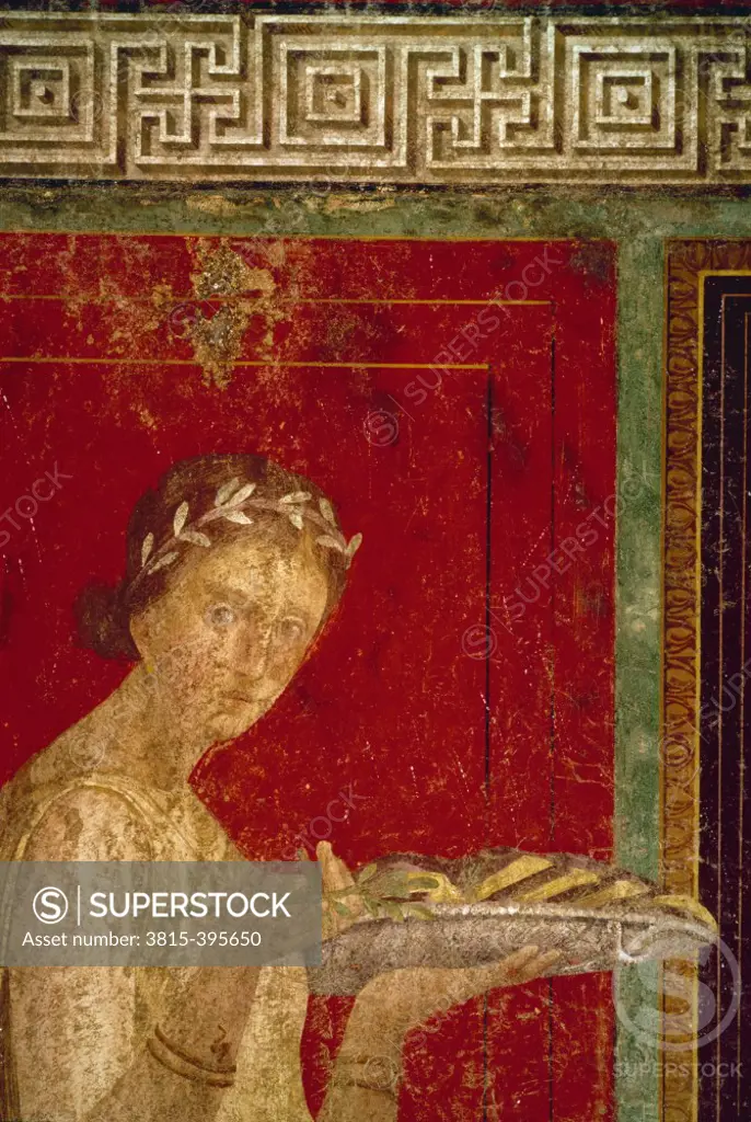 Italy, Pompeii, Villa of the Mysteries #9, fresco, circa 60-50 B.C., Roman Art