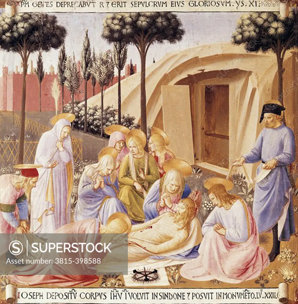 The Deposition 1438-1445 Fra Angelico (ca.1395-1455 Italian) Fresco Museo di San Marco, Florence, Italy