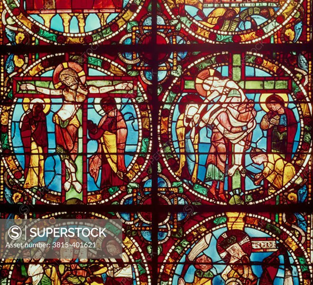 Crucifixion Stained Glass Chartres Cathedral, France 