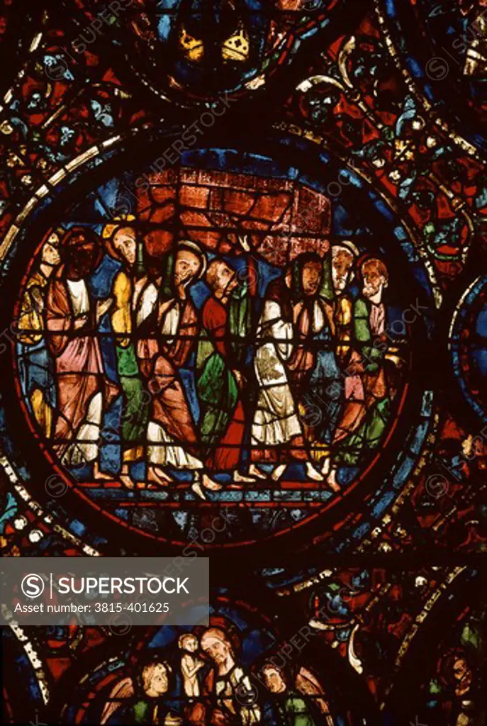 Religious Procession Stained Glass Chartres Cathedral, France 