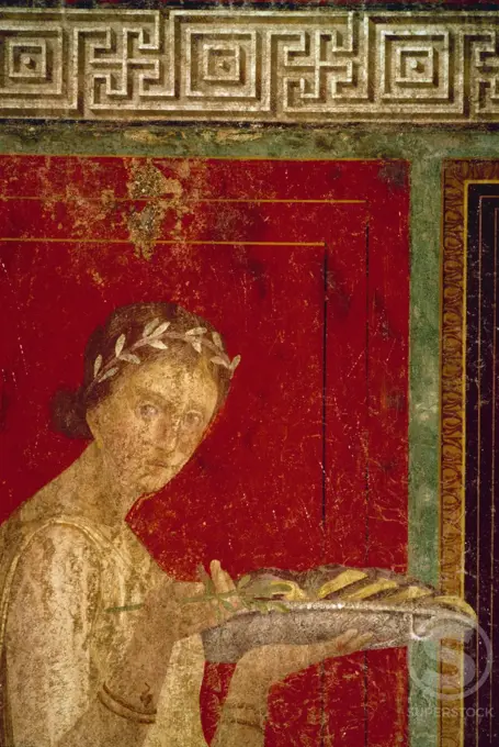 Italy, Pompeii, Villa of the Mysteries #9, fresco, circa 60-50 B.C., Roman Art