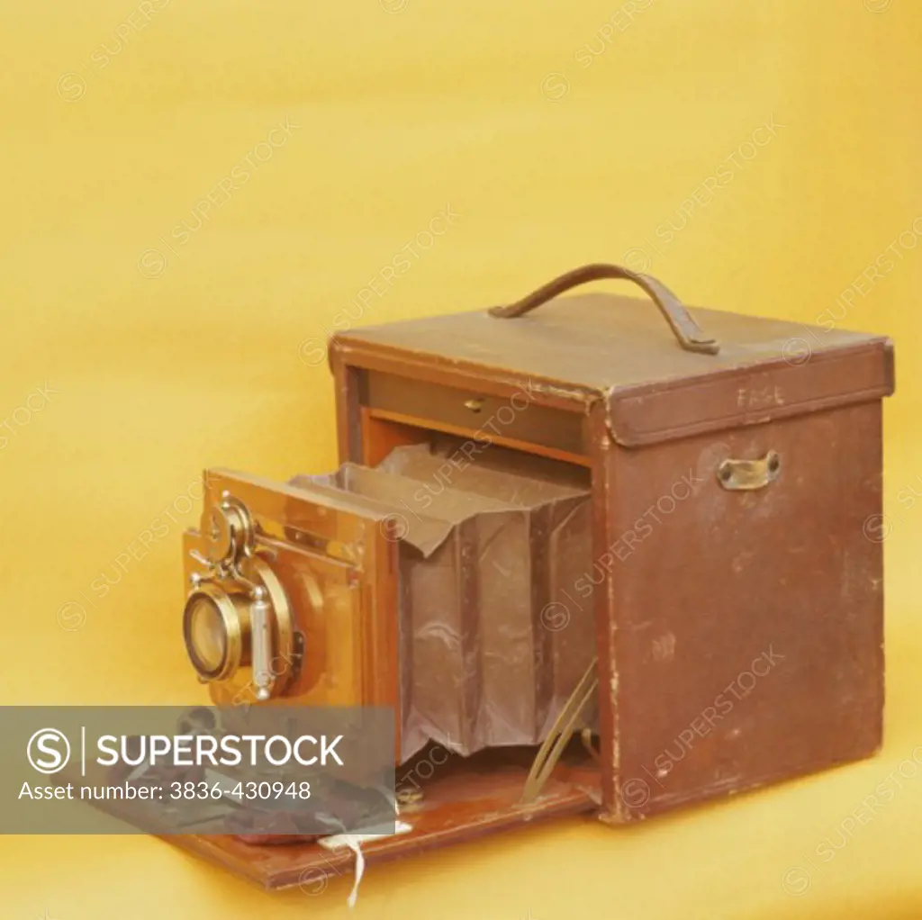 Close-up of an antique camera
