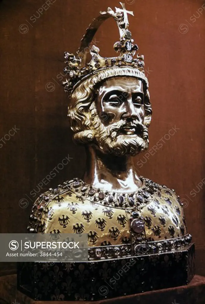 Bust of Charlemagne, Gold & Enamel Antiques-Decorative Art 