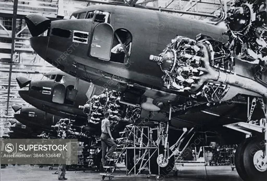 Bomber planes in a factory