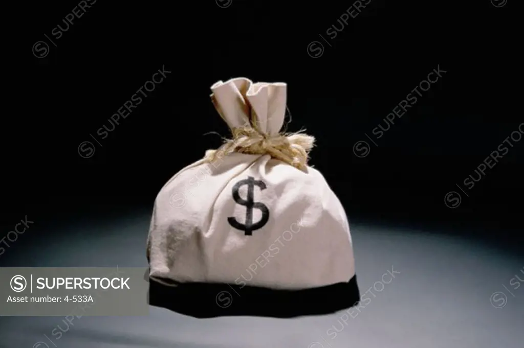 Close-up of a money bag with dollar sign