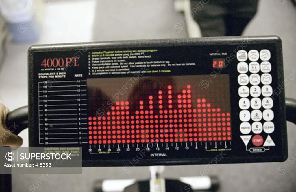 Close-up of a control panel of a stairmaster