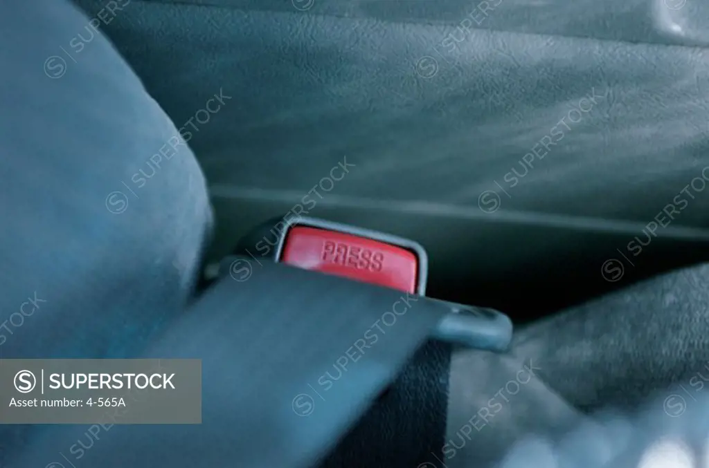 Close-up of a seat belt in a car