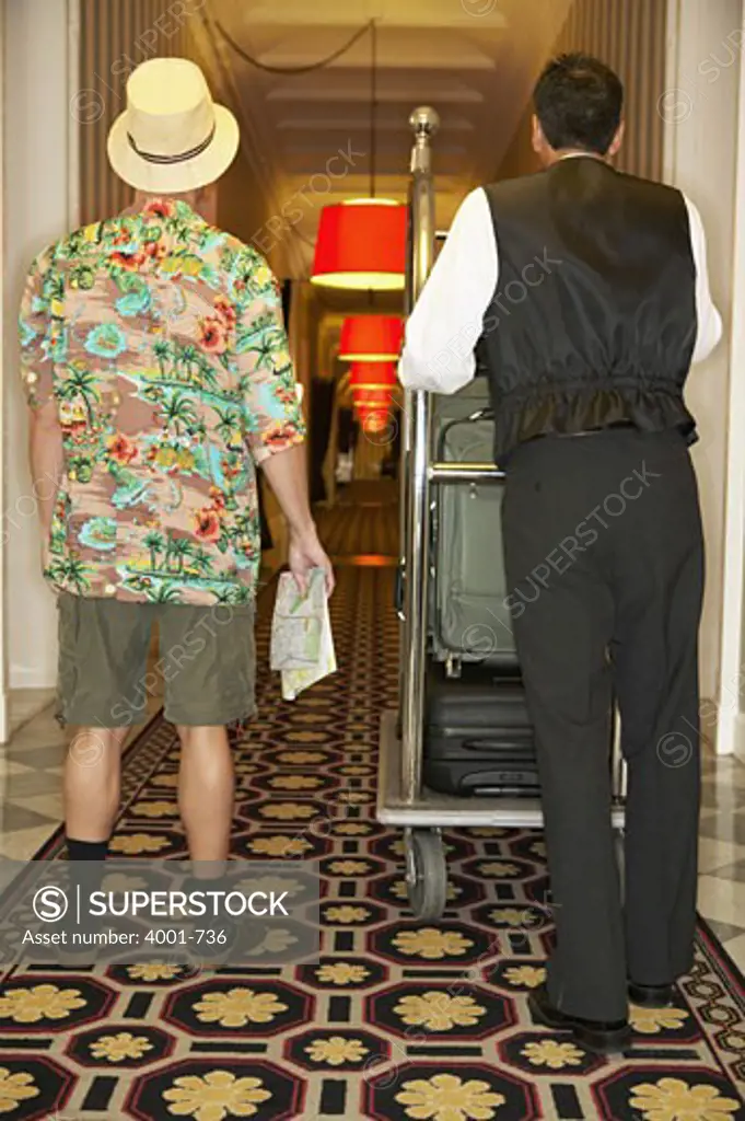 Tourist arrived at a hotel
