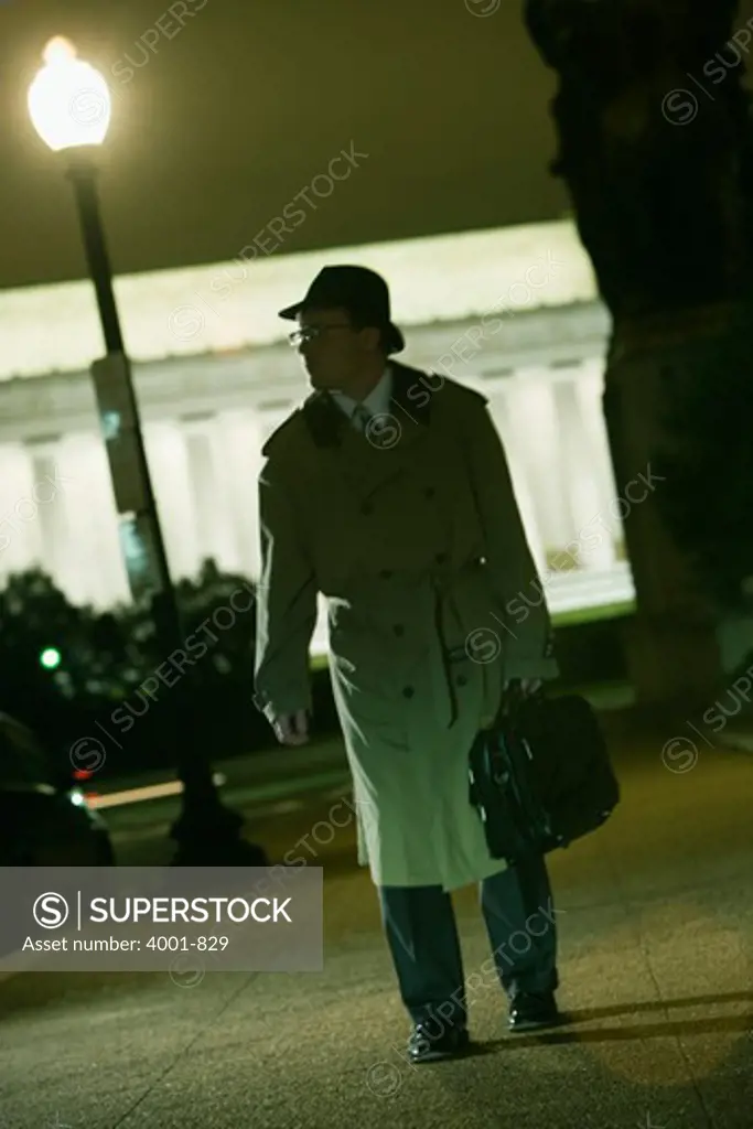 Spy walking on a street, Washington DC, USA